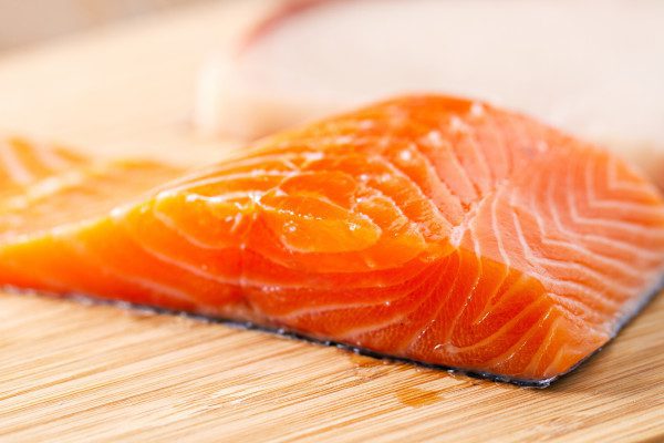 Raw salmon fillet